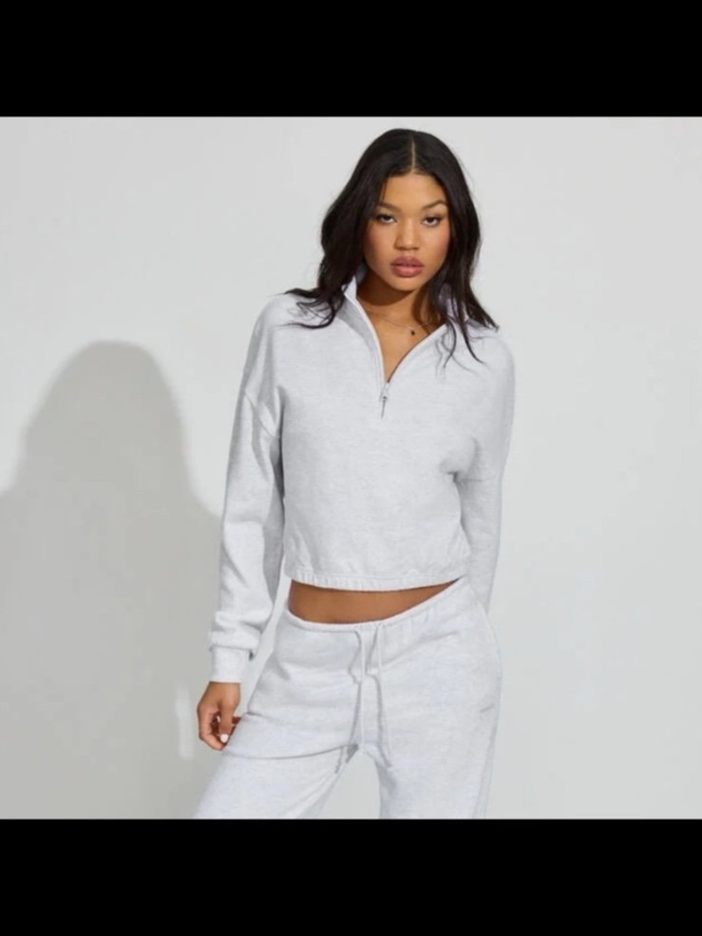 Garage Light Gray Half-Zip Mock Neck Sweatshirt